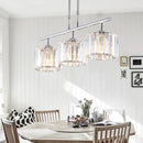 GobekUsa Contemporary Crystal Chrome Drum Chandelier Light with 3/4 Pendant Bulbs - Perfect for Bedroom