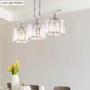 GobekUsa Contemporary Crystal Chrome Drum Chandelier Light with 3/4 Pendant Bulbs - Perfect for Bedroom