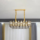 GobekUsa Contemporary Crystal Cone Island Light Fixture with Gold Finish - 10 Bulbs, Ceiling Suspension Lamp