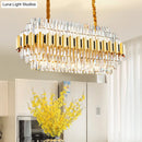 GobekUsa Contemporary Crystal Gold Pendant Light - 39" Wide 7-Tiered Icicle Chandelier, 16-Light - Perfect for Table