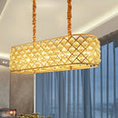 GobekUsa Contemporary Crystal Island Pendant - 8-Light Gold Suspension Lamp for Restaurants