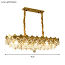 GobekUsa Contemporary Crystal Rhombus Island Light with 10 Bulbs, Suspended in Gold