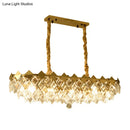 GobekUsa Contemporary Crystal Rhombus Island Light with 10 Bulbs, Suspended in Gold