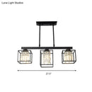 GobekUsa Contemporary Tri-Sided Crystal Rod Black Hanging Ceiling Light - Square, 3/4 Heads - Island Lamp