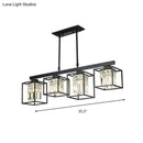 GobekUsa Contemporary Tri-Sided Crystal Rod Black Hanging Ceiling Light - Square, 3/4 Heads - Island Lamp