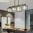 GobekUsa Contemporary Tri-Sided Crystal Rod Black Hanging Ceiling Light - Square, 3/4 Heads - Island Lamp
