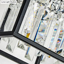 GobekUsa Contemporary Tri-Sided Crystal Rod Black Hanging Ceiling Light - Square, 3/4 Heads - Island Lamp