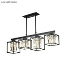 GobekUsa Contemporary Tri-Sided Crystal Rod Black Hanging Ceiling Light - Square, 3/4 Heads - Island Lamp