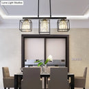 GobekUsa Contemporary Tri-Sided Crystal Rod Black Hanging Ceiling Light - Square, 3/4 Heads - Island Lamp