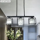 GobekUsa Contemporary Tri-Sided Crystal Rod Black Hanging Ceiling Light - Square, 3/4 Heads - Island Lamp