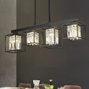 GobekUsa Contemporary Tri-Sided Crystal Rod Black Hanging Ceiling Light - Square, 3/4 Heads - Island Lamp