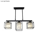 GobekUsa Contemporary Tri-Sided Crystal Rod Black Hanging Ceiling Light - Square, 3/4 Heads - Island Lamp