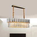 GobekUsa Contemporary Crystal Prisms Island Pendant Light with Silver Finish and 10 Bulbs