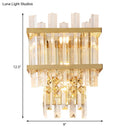 GobekUsa Contemporary Crystal Wall Sconce: Brass/Chrome Linear 3-Light Fixture