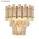 GobekUsa Contemporary Crystal Wall Sconce - Gold Finish, Tiered Design, 3 Bulbs