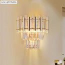 GobekUsa Contemporary Crystal Wall Sconce - Gold Finish, Tiered Design, 3 Bulbs