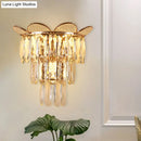 GobekUsa Contemporary Crystal Wall Sconce - Gold Finish, Tiered Design, 3 Bulbs