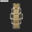 GobekUsa Contemporary Crystal Wall Sconce with 5-Bulb Brass Mount - Layered Bedside Light