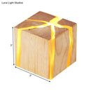 GobekUsa Contemporary Cube Wood LED Wall Light in BurlyWood - 1-Light Fixture