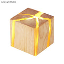 GobekUsa Contemporary Cube Wood LED Wall Light in BurlyWood - 1-Light Fixture