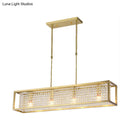 GobekUsa Contemporary Cuboid Island Pendant Chandelier with Crystal Drops