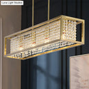 GobekUsa Contemporary Cuboid Island Pendant Chandelier with Crystal Drops