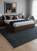 Contemporary Design Charcoal Hand Loomed Wool Area Rug
