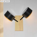 GobekUsa Contemporary Double Drum Wall Mounted Light: Metal Fixture for Kitchen with 2 Bulbs, Black/White/Blue