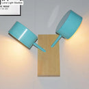 GobekUsa Contemporary Double Drum Wall Mounted Light: Metal Fixture for Kitchen with 2 Bulbs, Black/White/Blue