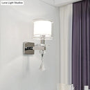 GobekUsa Contemporary Double Glass Cylinder Wall Lamp with Crystal Accent in Chrome: Brilliant 1-Light Lighting Idea
