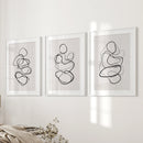Abstract Line Art Wall Art Set of 3. Minimalist Figure Drawings by Wall Art Set