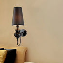 GobekUsa Contemporary Fabric Barrel Wall Mount Light - Bedroom Sconce Light (Black/Silver/White)