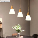 GobekUsa Contemporary Frosted Glass Dome Pendant: 3-Light Beige Suspension Lamp with Wood Top