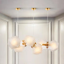 GobekUsa Contemporary Frosted Glass Honeycomb Island Lamp with Brass Ceiling Hang - Modern 2/4/8-Light for Living Room