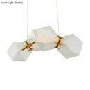 GobekUsa Contemporary Frosted Glass Honeycomb Island Lamp with Brass Ceiling Hang - Modern 2/4/8-Light for Living Room
