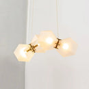 GobekUsa Contemporary Frosted Glass Honeycomb Island Lamp with Brass Ceiling Hang - Modern 2/4/8-Light for Living Room
