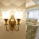 GobekUsa Contemporary Frosted Glass Petal Wall Lamp with Crystal Deco - Gold Finish