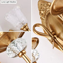 GobekUsa Contemporary Frosted Glass Petal Wall Lamp with Crystal Deco - Gold Finish