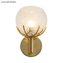 GobekUsa Contemporary Frosted Lattice Glass Wall Lamp - 1 Light Brass Finish Sconce