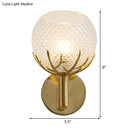 GobekUsa Contemporary Frosted Lattice Glass Wall Lamp - 1 Light Brass Finish Sconce