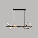 GobekUsa Contemporary Glass Island Lamp: 7-Head Hanging Light for Dining Room