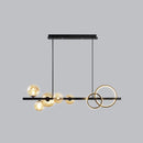 GobekUsa Contemporary Glass Island Lamp: 7-Head Hanging Light for Dining Room