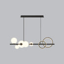GobekUsa Contemporary Glass Island Lamp: 7-Head Hanging Light for Dining Room