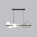 GobekUsa Contemporary Glass Island Lamp: 7-Head Hanging Light for Dining Room