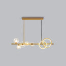 GobekUsa Contemporary Glass Island Lamp: 7-Head Hanging Light for Dining Room