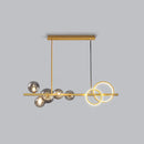 GobekUsa Contemporary Glass Island Lamp: 7-Head Hanging Light for Dining Room