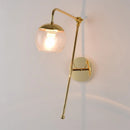 GobekUsa Contemporary Glass Wall Sconce with Brass Finish Arm - 1 Bulb Bedroom Light