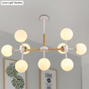 GobekUsa Contemporary Globe Chandelier - White Glass, 9/12/16 Head Dining Room Hanging Light Kit