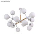 GobekUsa Contemporary Globe Chandelier - White Glass, 9/12/16 Head Dining Room Hanging Light Kit