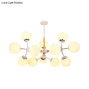 GobekUsa Contemporary Globe Chandelier - White Glass, 9/12/16 Head Dining Room Hanging Light Kit